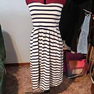 Asos striped Strapless Dress - Navy and White